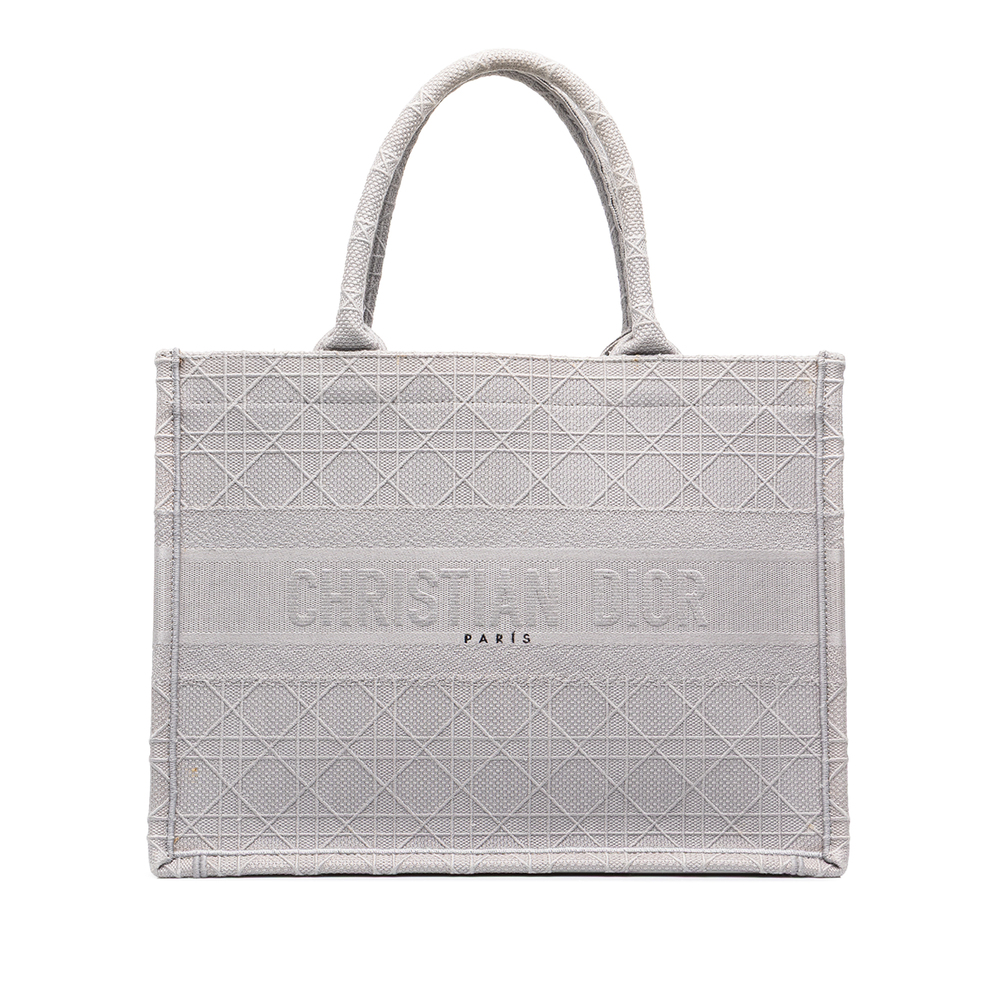 Pre-Loved Dior Medium Cannage Embroidered Book Tote